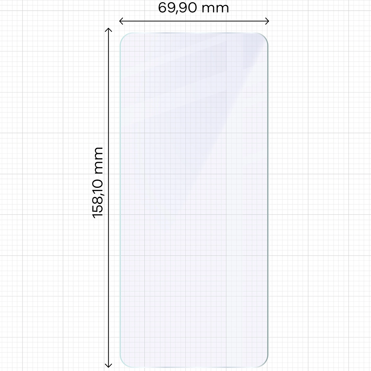 Miarka z wymiarami szkła hybrydowego Bizon Hybrid Mule do Realme 14 5G